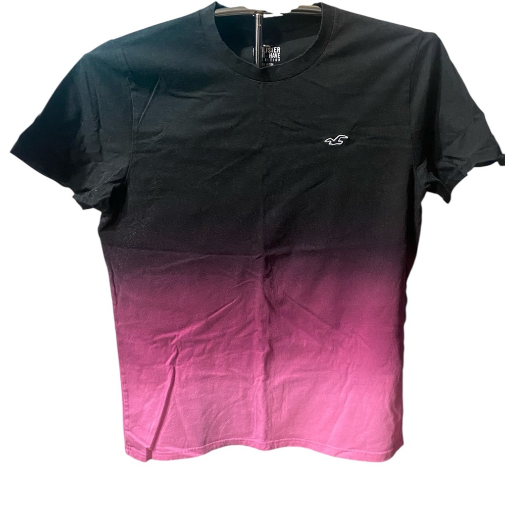 Hollister Men's Black and Pink Ombre Tee